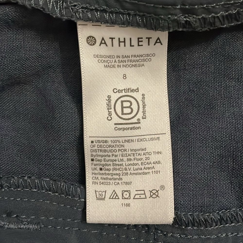 Athleta Voyager Blue Linen Shorts Womens Size 8 Casual Pockets - Picture 8 of 10